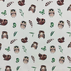 Secret Garden Owls Cotton Poplin Fabric - Oeko-Tex Certified Dressmaking Material