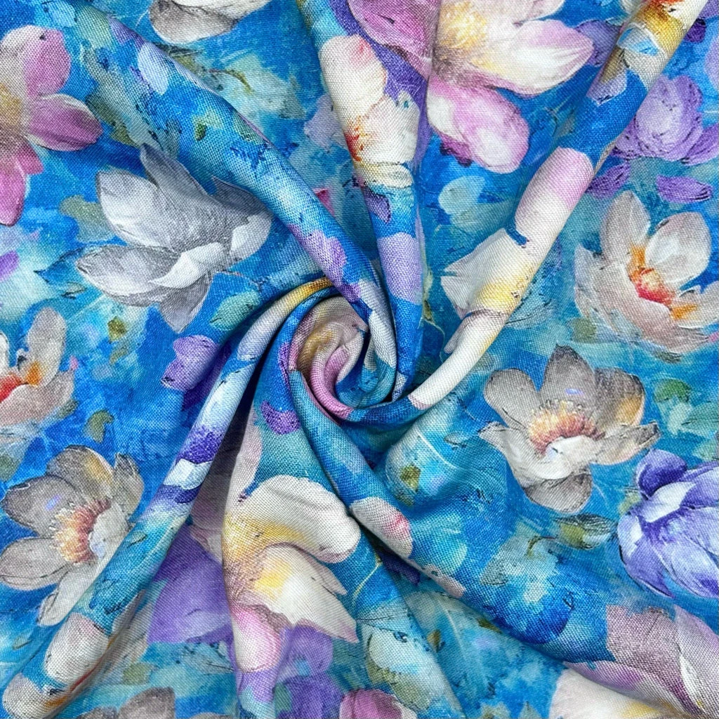Floral Linen Viscose Fabric - Blossom Breeze 57 Inch Summer Dressmaking Material 6 Floral Linen Viscose Fabric - Blossom Breeze 57 Inch Summer Dressmaking Material - Image 6