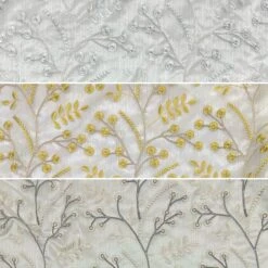 Floral Lace Embroidery Voile Curtain Fabric - Extra Wide 108 Inch