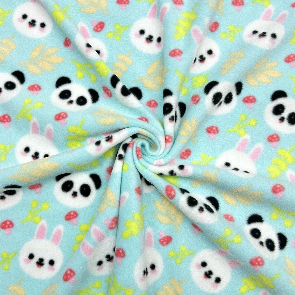 Pandas And Bunnies Anti Pill Polar Fleece Fabric 4 Pandas And Bunnies Anti Pill Polar Fleece Fabric - Image 4