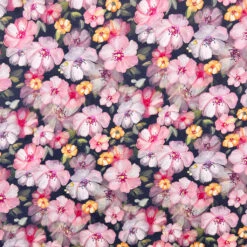 Floral Cherry Blossom Viscose Satin Fabric - Premium 100% Rayon Dressmaking Material
