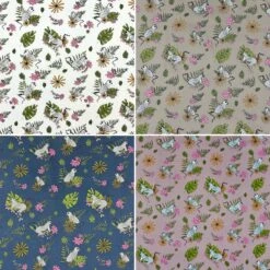Lemur Blossom Print Cotton Poplin Fabric - Oeko-Tex Certified Dressmaking Cotton