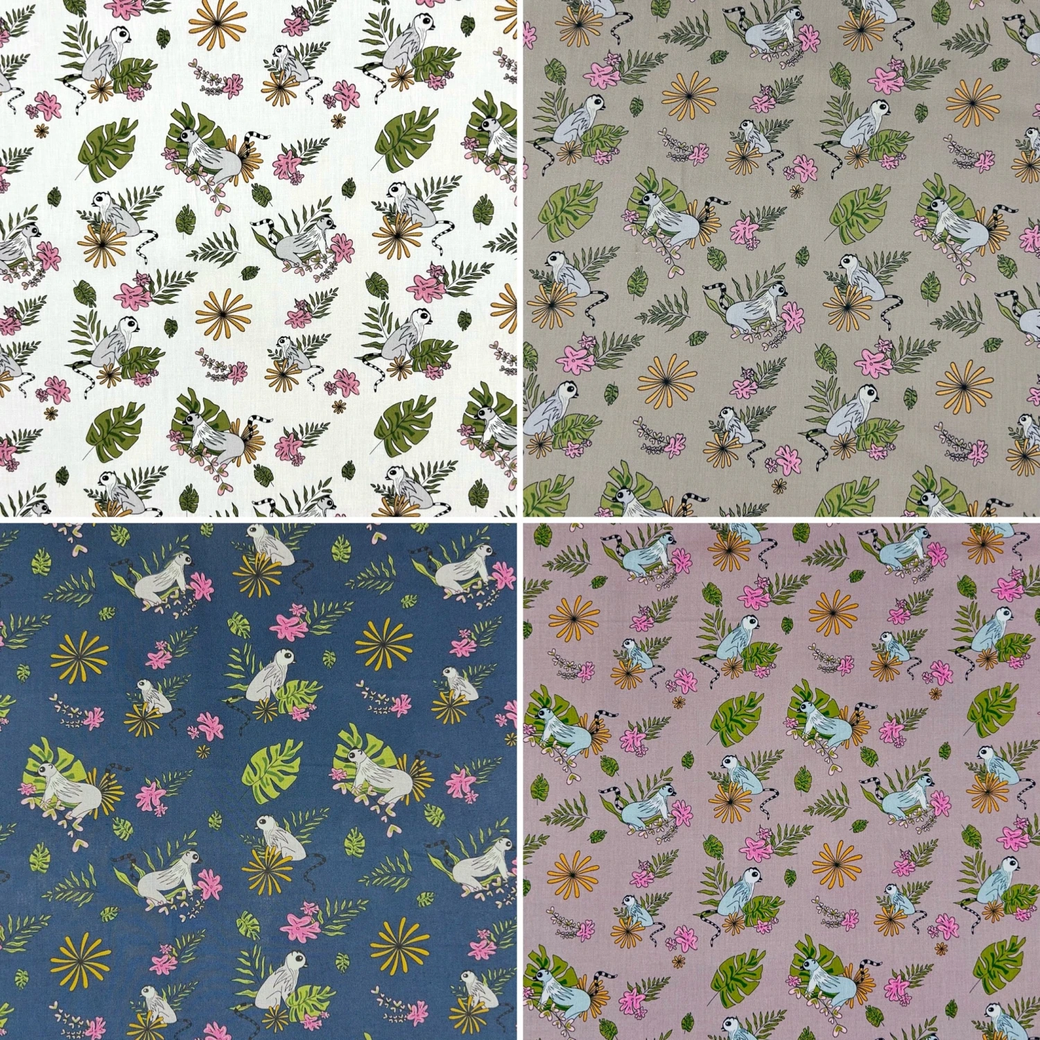 Lemur Blossom Print Cotton Poplin Fabric - Oeko-Tex Certified Dressmaking Cotton 1 Lemur Blossom Print Cotton Poplin Fabric - Oeko-Tex Certified Dressmaking Cotton