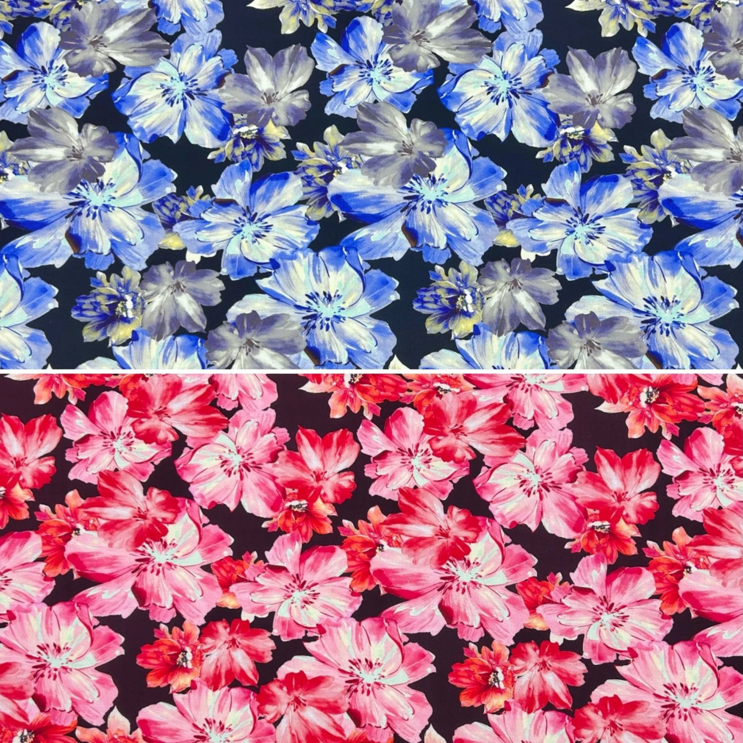 Midnight Floral Viscose Challis Fabric - Breathable Floral Rayon for Summer Dressmaking 1 Midnight Floral Viscose Challis Fabric - Breathable Floral Rayon for Summer Dressmaking