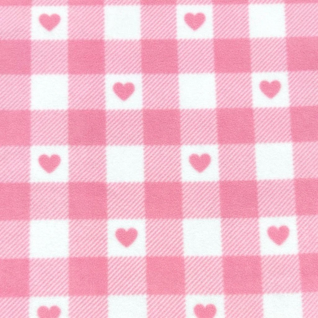 Hearts In Squares Checkered Anti Pill Polar Fleece Fabric 3 Hearts In Squares Checkered Anti Pill Polar Fleece Fabric - Image 3