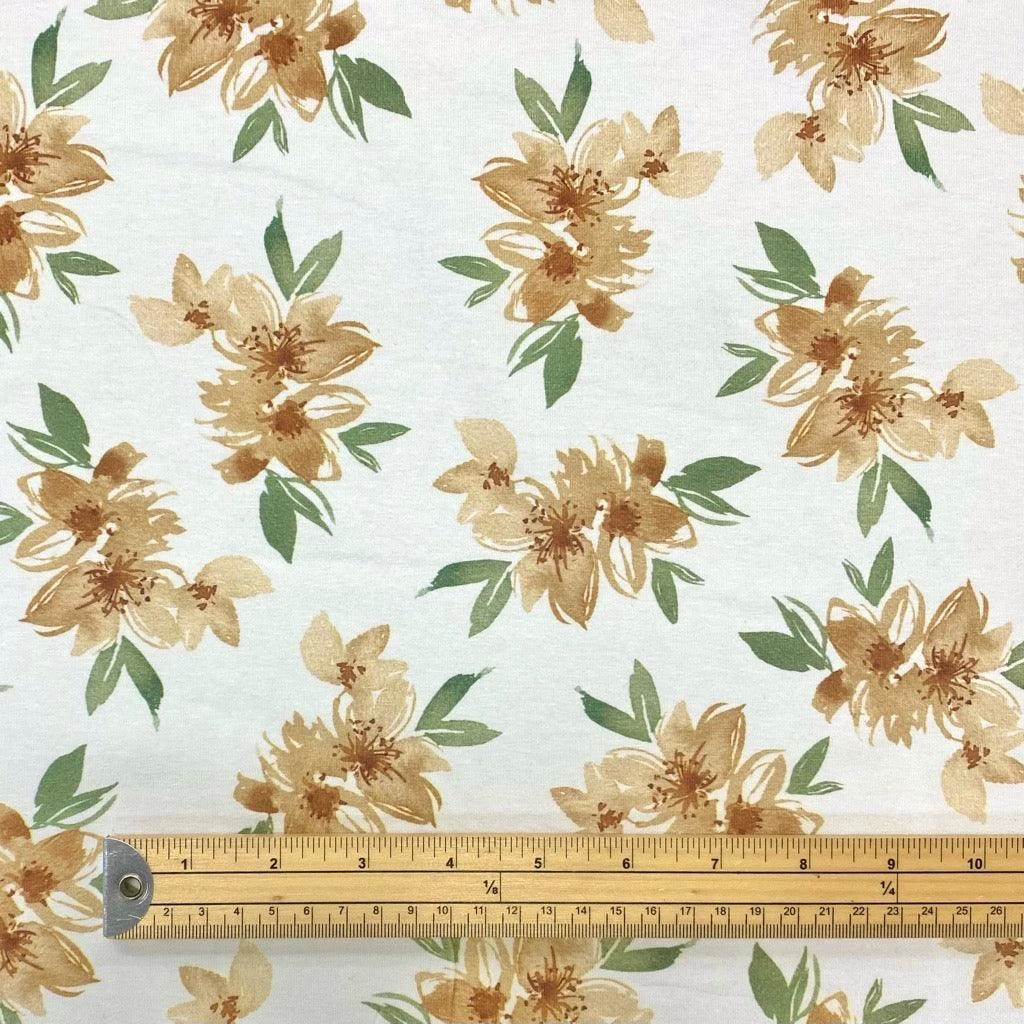 Premium Large Floral Bunches on White Cotton Jersey Fabric - Oeko-Tex Certified 2 Premium Large Floral Bunches on White Cotton Jersey Fabric - Oeko-Tex Certified - Image 2