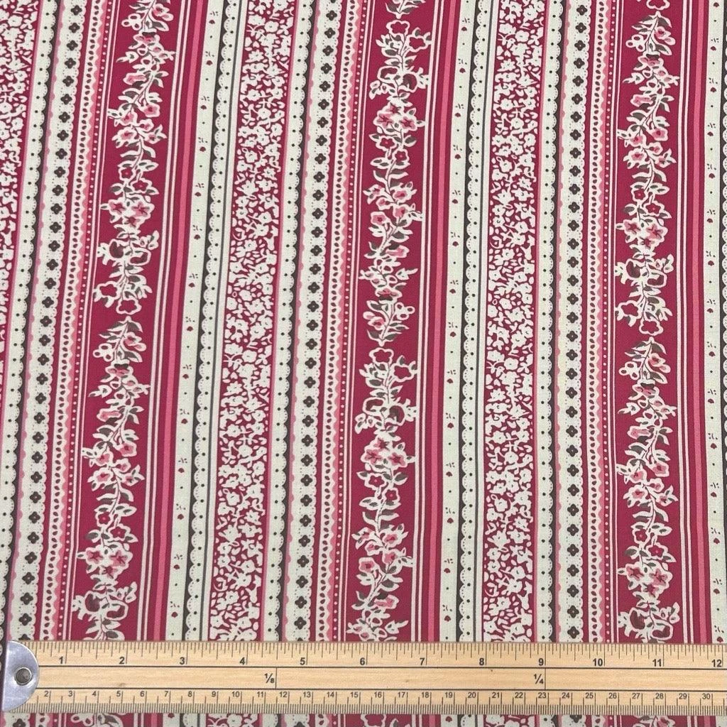 Premium Floral Stripes Viscose Challis Fabric - 100% Rayon Dressmaking Material 2 Premium Floral Stripes Viscose Challis Fabric - 100% Rayon Dressmaking Material - Image 2