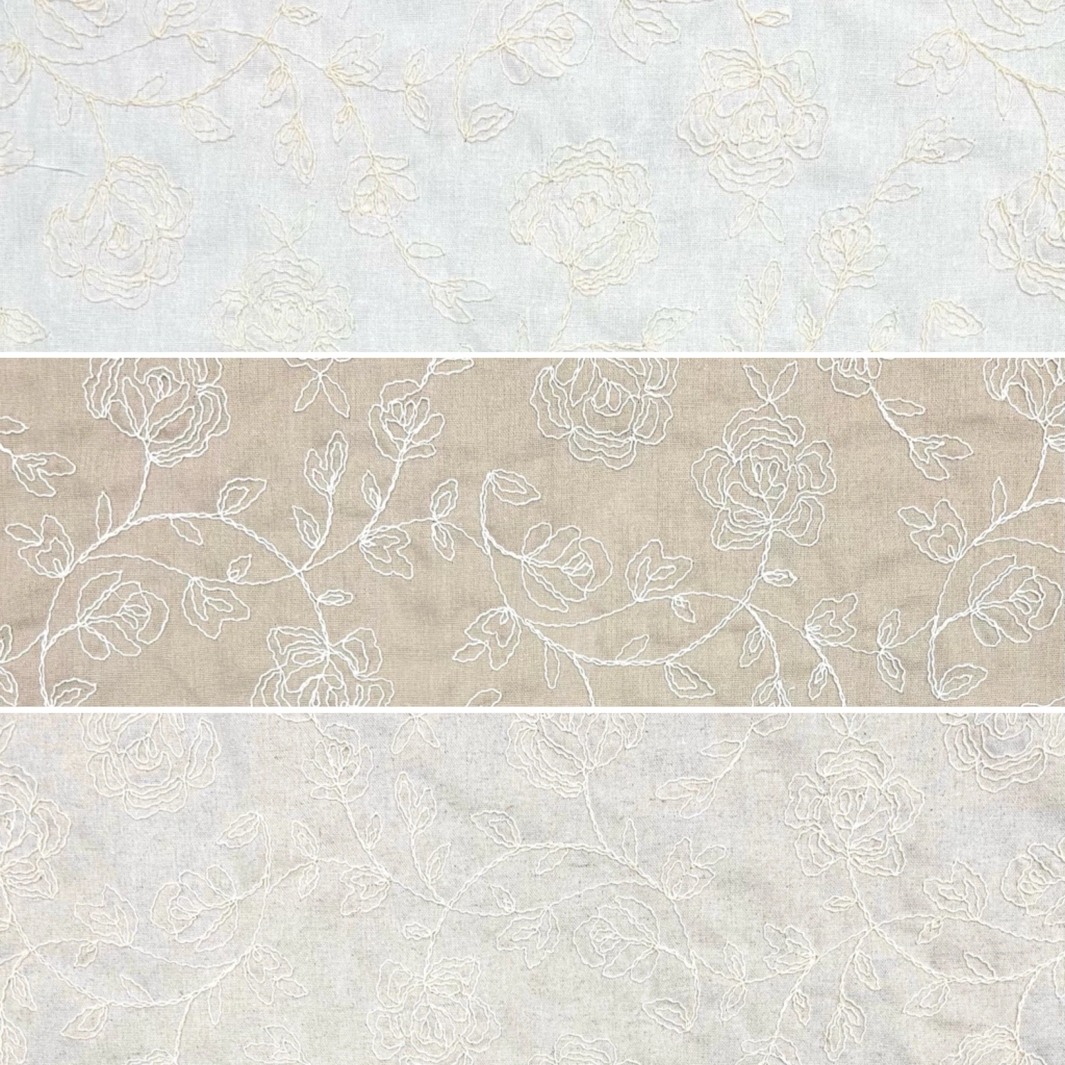 Flower Branches Embroidered Linen Viscose Blend Fabric 1 Flower Branches Embroidered Linen Viscose Blend Fabric