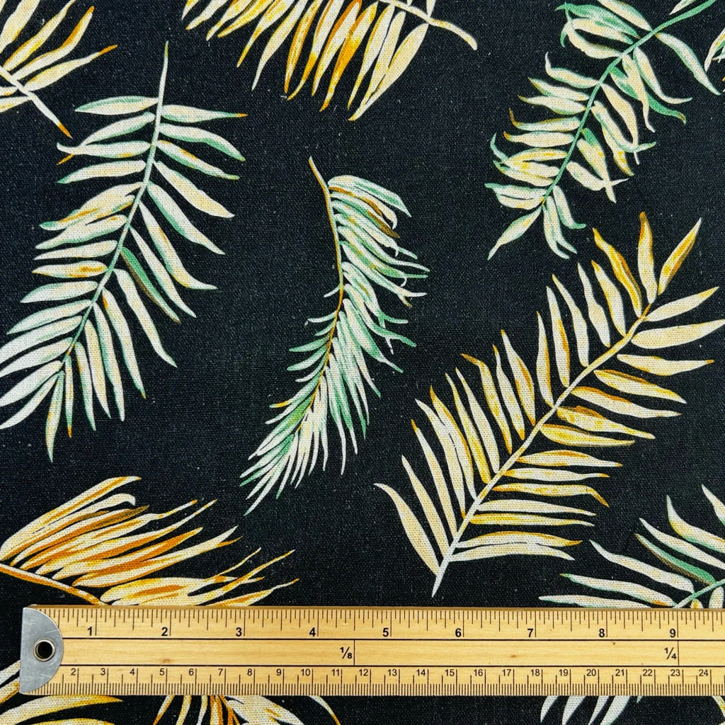 Tropical Palm Leaf Viscose Linen Blend Fabric - 170gsm Dressmaking Material 2 Tropical Palm Leaf Viscose Linen Blend Fabric - 170gsm Dressmaking Material - Image 2