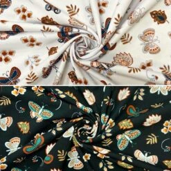 Soft Butterflies and Flowers Cotton Jersey Knit Fabric