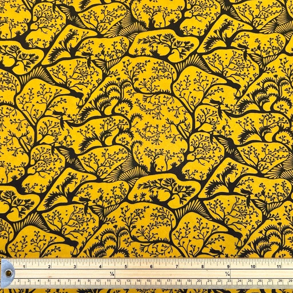 Enchanted Forest Print Mustard Crepe Fabric for Dressmaking 2 Enchanted Forest Print Mustard Crepe Fabric for Dressmaking - Image 2