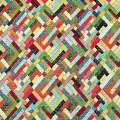 Multicoloured Blocks Tapestry Fabric - Heavy Duty Upholstery & Curtains