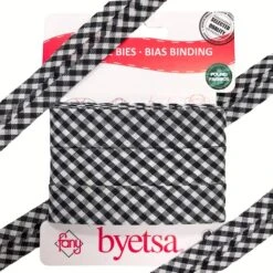 18mm Gingham Polycotton Bias Binding Tape - 5 Metre Pre-Cut Sewing Trim -Pound Fabrics Sale Store 18