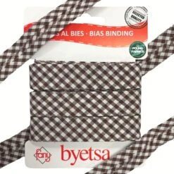 18mm Gingham Polycotton Bias Binding Tape - 5 Metre Pre-Cut Sewing Trim -Pound Fabrics Sale Store 19