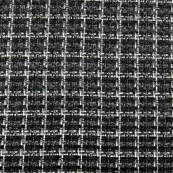 White Check Black Tweed Fabric with Silver Lurex Sparkle - 351gsm