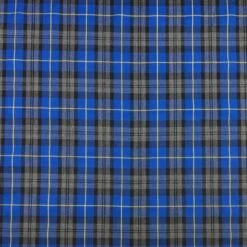 Royal Blue Tartan Check Polyviscose Fabric for Dressmaking
