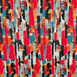 Cotton Linen Blend Fabric - Vibrant Waves Abstract Print - 134cm