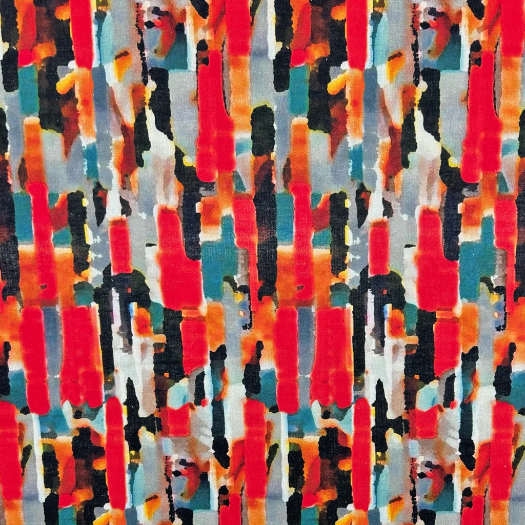 Cotton Linen Blend Fabric - Vibrant Waves Abstract Print - 134cm 1 Cotton Linen Blend Fabric - Vibrant Waves Abstract Print - 134cm