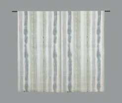 Beige and Greyish Blue Paint Lines Cotton Panama Fabric -Pound Fabrics Sale Store 2