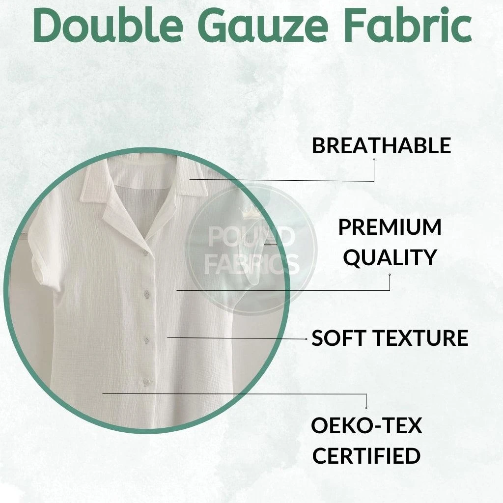 Premium 100% Cotton Double Gauze Fabric - Soft & Breathable Muslin 2 Premium 100% Cotton Double Gauze Fabric - Soft & Breathable Muslin - Image 2