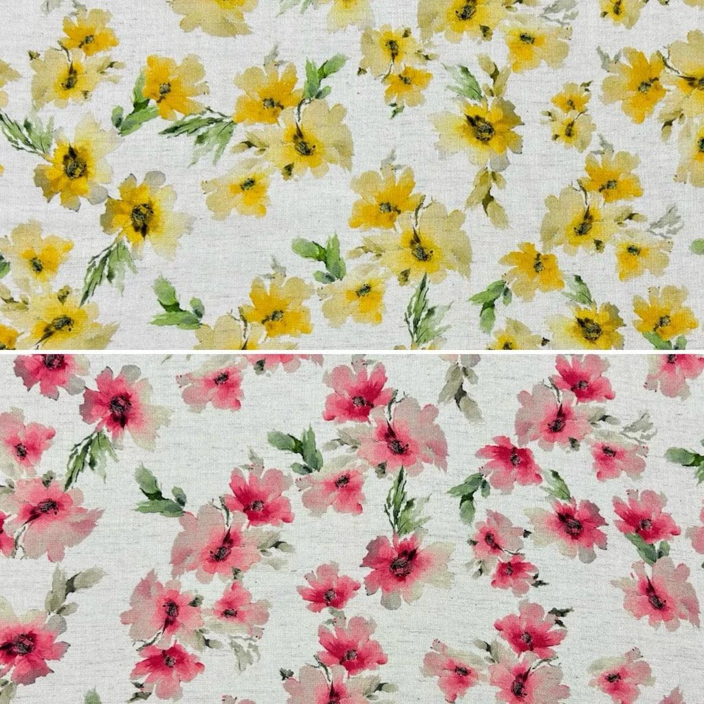Floral Viscose Linen Fabric - Vintage Blooms Design for Summer Apparel 1 Floral Viscose Linen Fabric - Vintage Blooms Design for Summer Apparel