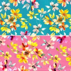 Floral Stretch Viscose Twill Fabric - Premium Rayon Dressmaking Material