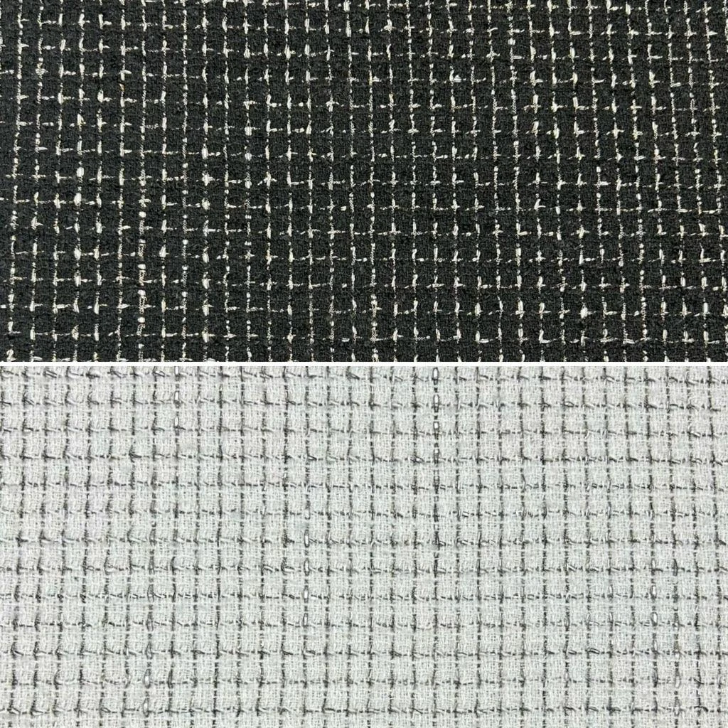 Textured Mini Squares Tweed Fabric with Gold Lurex Sparkle 1 Textured Mini Squares Tweed Fabric with Gold Lurex Sparkle