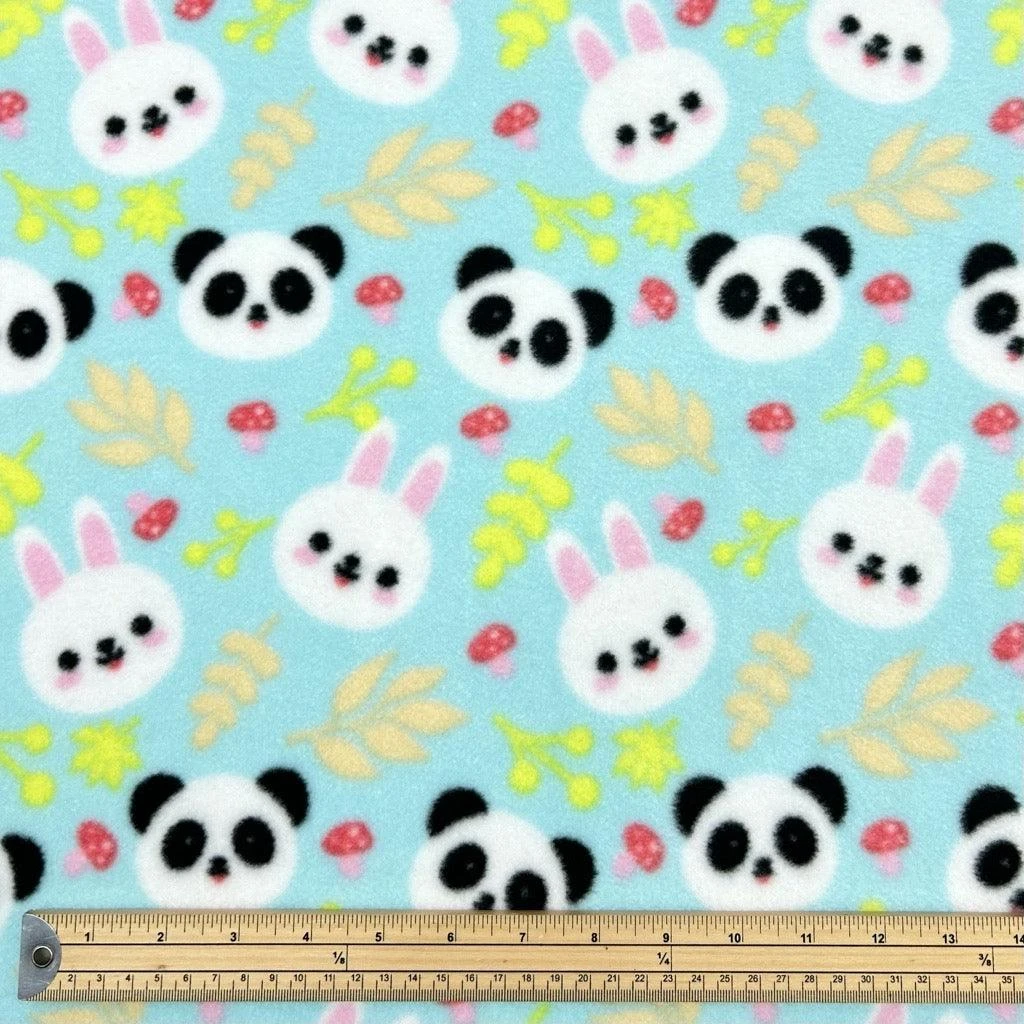 Pandas And Bunnies Anti Pill Polar Fleece Fabric 2 Pandas And Bunnies Anti Pill Polar Fleece Fabric - Image 2