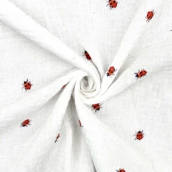 Ladybird Lane Double Gauze Fabric: Ivory Ladybird Print Cotton Muslin 5 Ladybird Lane Double Gauze Fabric: Ivory Ladybird Print Cotton Muslin -Pound Fabrics Sale Store 26AB65B1 DE67 4CC4 A4BB 5B1FAB935647
