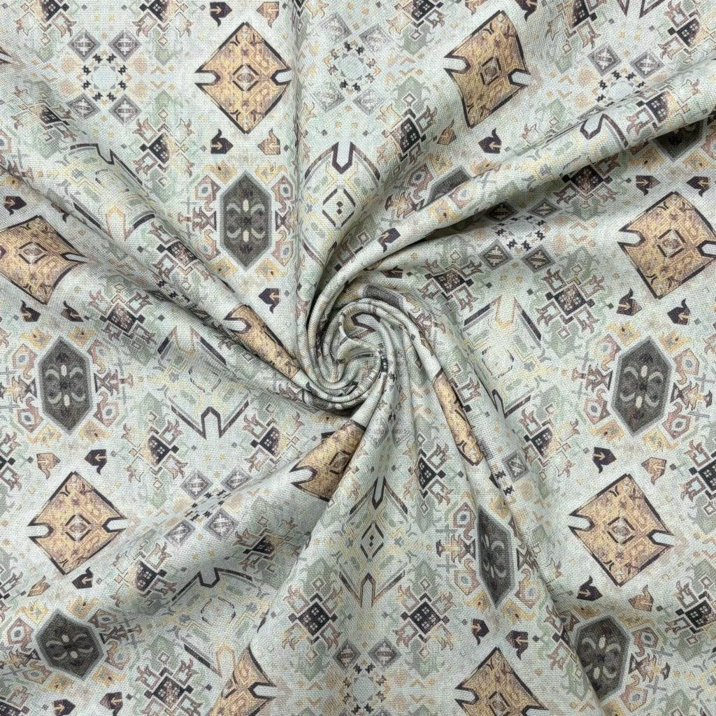 Geometrical Floral Cotton Canvas Fabric - Premium Oeko-Tex 100% Cotton 3 Geometrical Floral Cotton Canvas Fabric - Premium Oeko-Tex 100% Cotton - Image 3