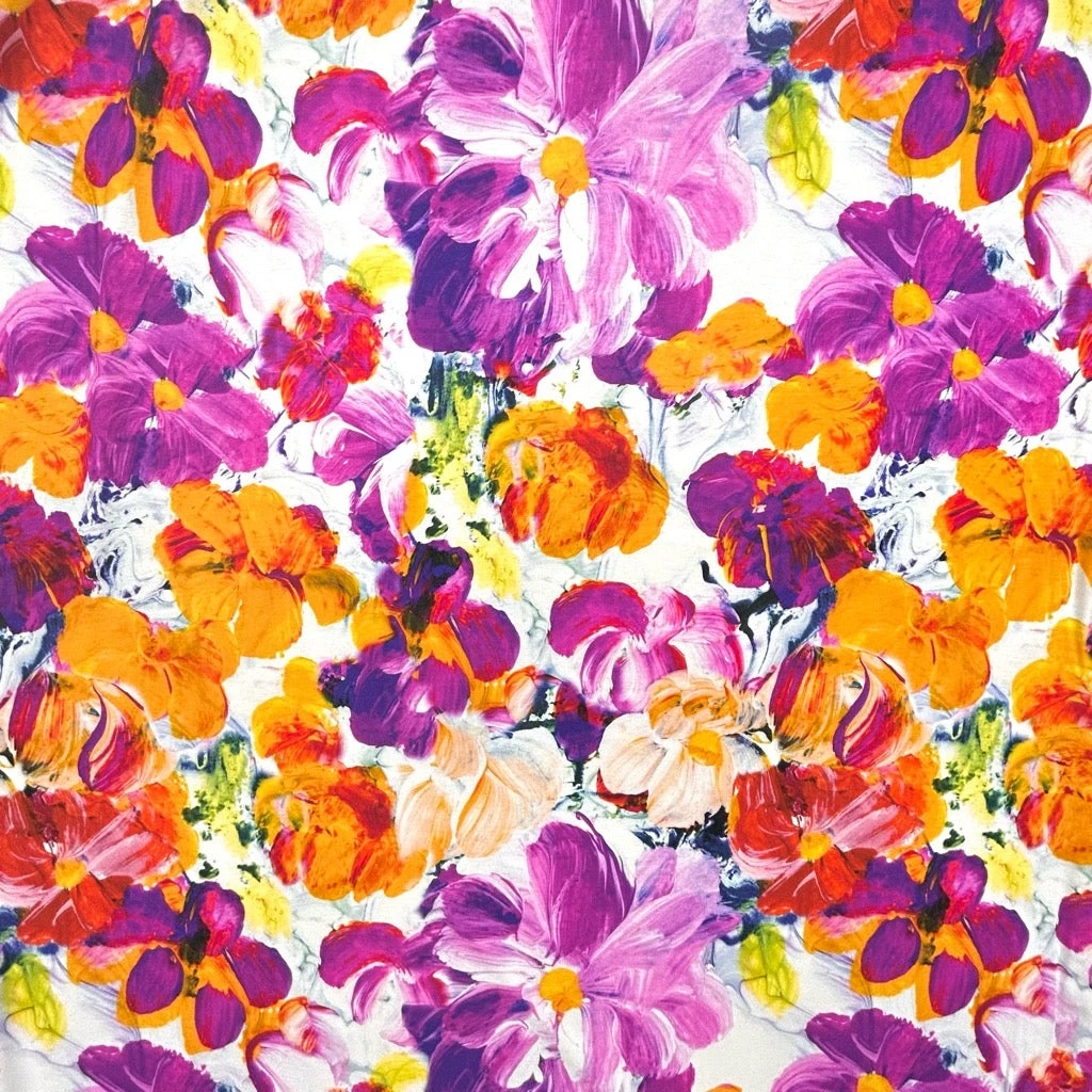 Pastel Garden Floral Viscose Jersey Fabric - Premium 220gsm Soft Stretch Material 1 Pastel Garden Floral Viscose Jersey Fabric - Premium 220gsm Soft Stretch Material