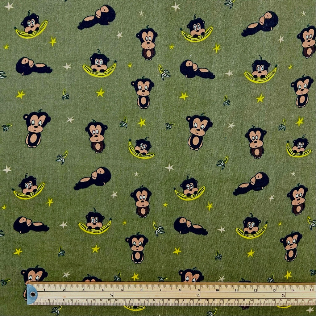Monkey Print Double Gauze 100% Cotton Fabric for Baby & Apparel 2 Monkey Print Double Gauze 100% Cotton Fabric for Baby & Apparel - Image 2