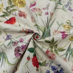 Floral Digital Linen Look Polycotton Fabric - 55" Wide Premium Material