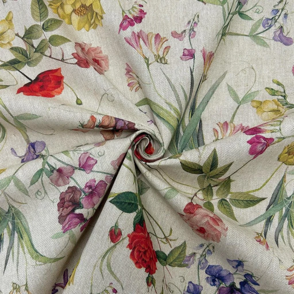Floral Digital Linen Look Polycotton Fabric - 55" Wide Premium Material 1 Floral Digital Linen Look Polycotton Fabric - 55" Wide Premium Material