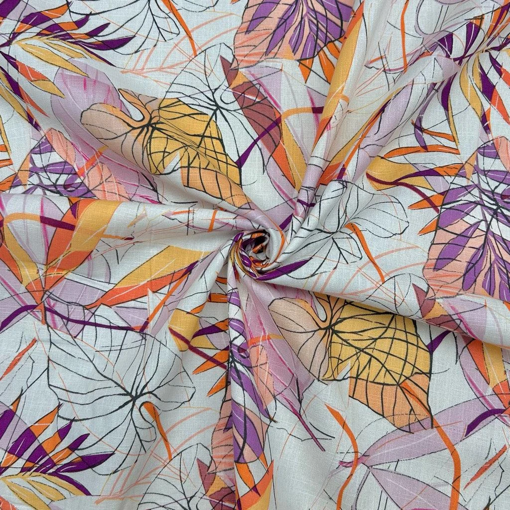 Premium Abstract Leaves Cotton Linen Blend Fabric for Summer Apparel 4 Premium Abstract Leaves Cotton Linen Blend Fabric for Summer Apparel - Image 4