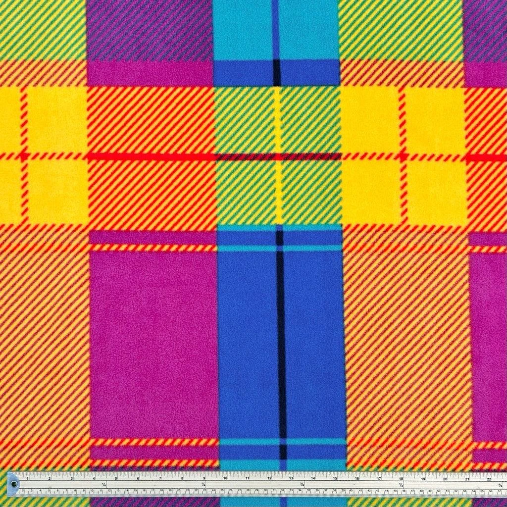 Anti Pill Polar Fleece Fabric - Multicoloured Blocks Check Design 2 Anti Pill Polar Fleece Fabric - Multicoloured Blocks Check Design - Image 2