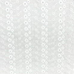 White Embroidered Floral Cotton Fabric - Oeko-Tex Certified - 52" Wide