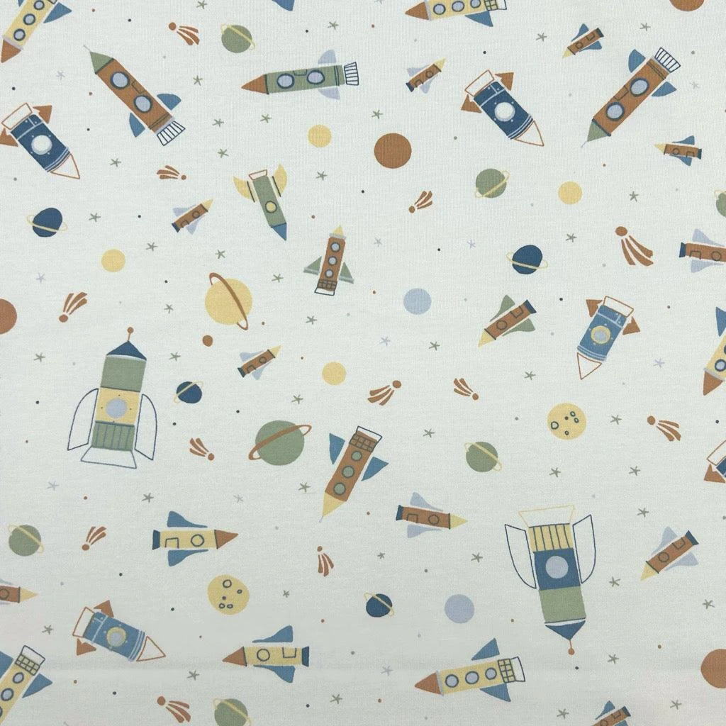 Space Rockets Cotton Jersey Fabric - Soft 4-Way Stretch Material 5 Space Rockets Cotton Jersey Fabric - Soft 4-Way Stretch Material - Image 5