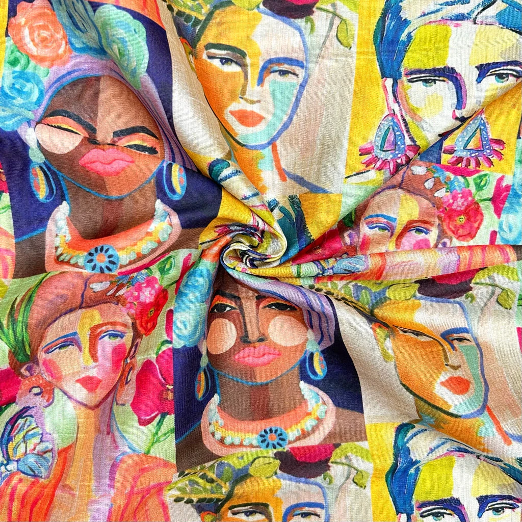 Glam Faces Faux Silk Fabric - Vibrant Printed Bamboo & Viscose Blend 3 Glam Faces Faux Silk Fabric - Vibrant Printed Bamboo & Viscose Blend - Image 3