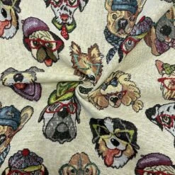 Dog Print Tapestry Fabric for Upholstery and Home Furnishings