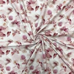 Butterfly Print Organic Cotton Jersey Fabric - Soft White Stretch Material -Pound Fabrics Sale Store 3029B9BA 04C6 479D A9BC 318E46AE7F81