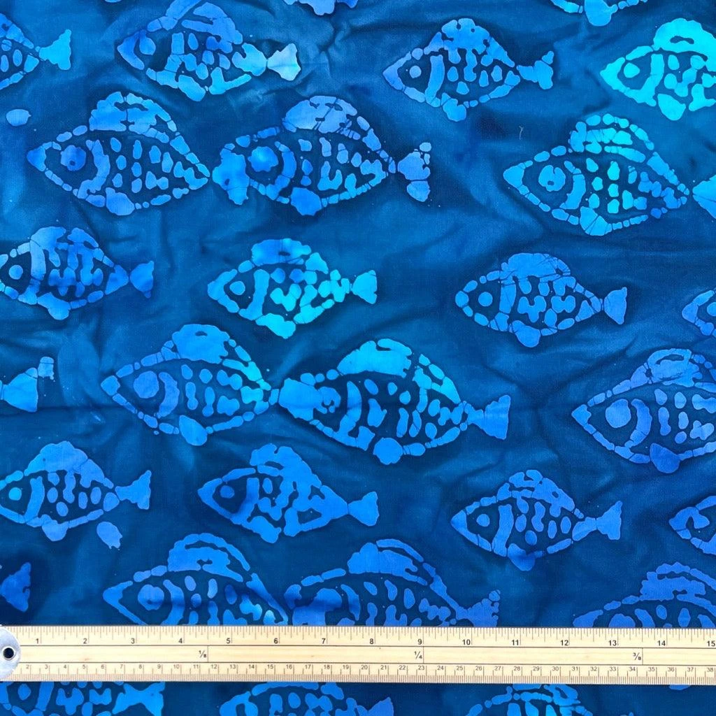 John Louden Fish Cotton Batik Fabric - Hand-Printed 100% Cotton 3 John Louden Fish Cotton Batik Fabric - Hand-Printed 100% Cotton - Image 3