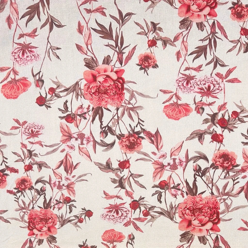 Floral Roses Linen Blend Fabric for Dressmaking - Roses In Bloom 3 Floral Roses Linen Blend Fabric for Dressmaking - Roses In Bloom - Image 3