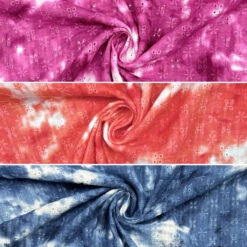 Premium Floral Embroidered Tie-Dye Double Gauze Cotton Fabric