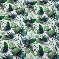 Jungle Leaves Linen Viscose Fabric for Summer Dressmaking
