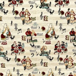 Dancing Days Musical Print Tapestry Fabric for Upholstery & Curtains