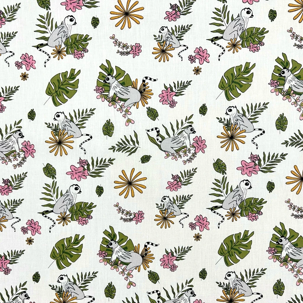 Lemur Blossom Print Cotton Poplin Fabric - Oeko-Tex Certified Dressmaking Cotton 3 Lemur Blossom Print Cotton Poplin Fabric - Oeko-Tex Certified Dressmaking Cotton - Image 3