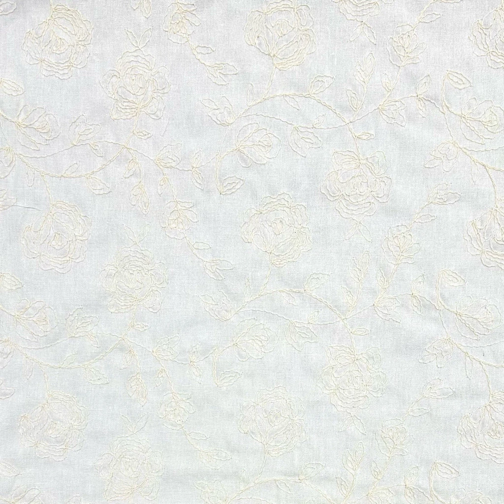 Flower Branches Embroidered Linen Viscose Blend Fabric 3 Flower Branches Embroidered Linen Viscose Blend Fabric - Image 3