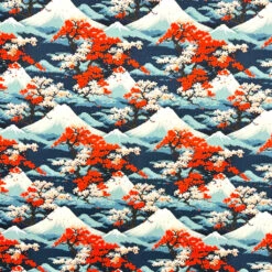 Rose & Hubble Painted Peaks Cotton Poplin Fabric - Oeko-Tex Certified