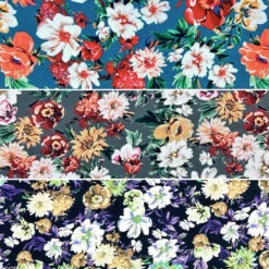 Floral Viscose Challis Fabric - Vibrant Blooms Digital Print Rayon